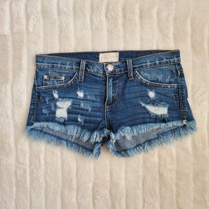 Gilded Intent Frayed Stretch Denim Shorts